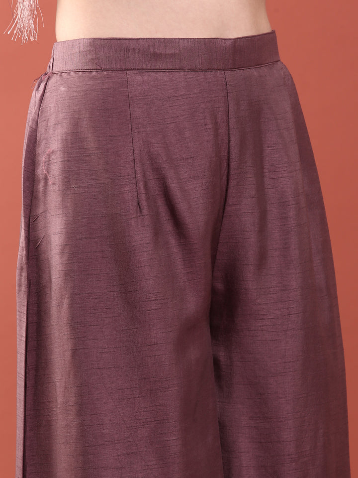 Lavender Banaras Silk Anarkali Set