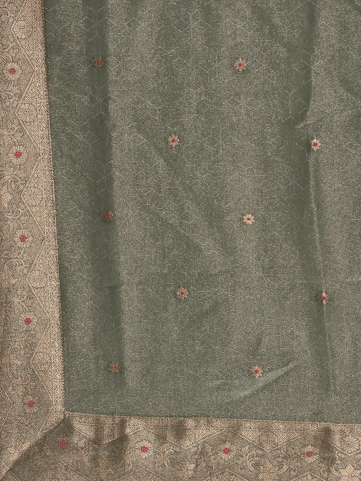 Sea Green Banaras Silk Anarkali Set