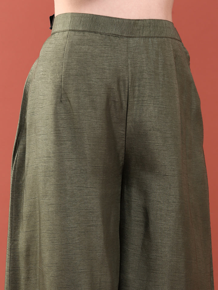 Sea Green Banaras Silk Anarkali Set