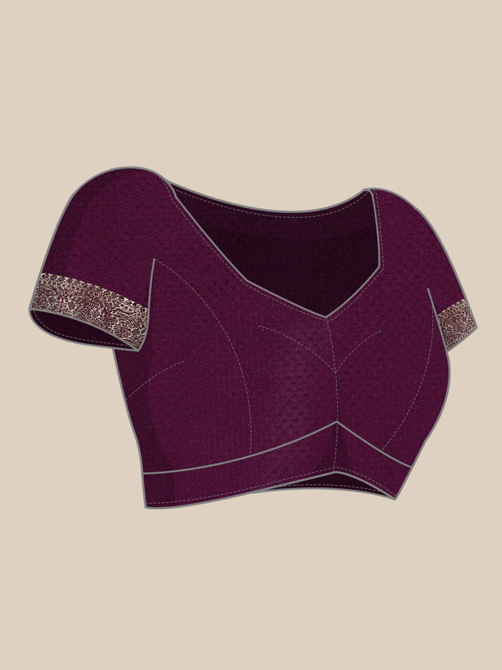 Neerus Maroon Banarasi woven saree - detail view 4