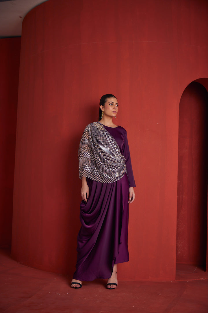 Neerus Womens Wine Color Lycra Fabric Fusion Set