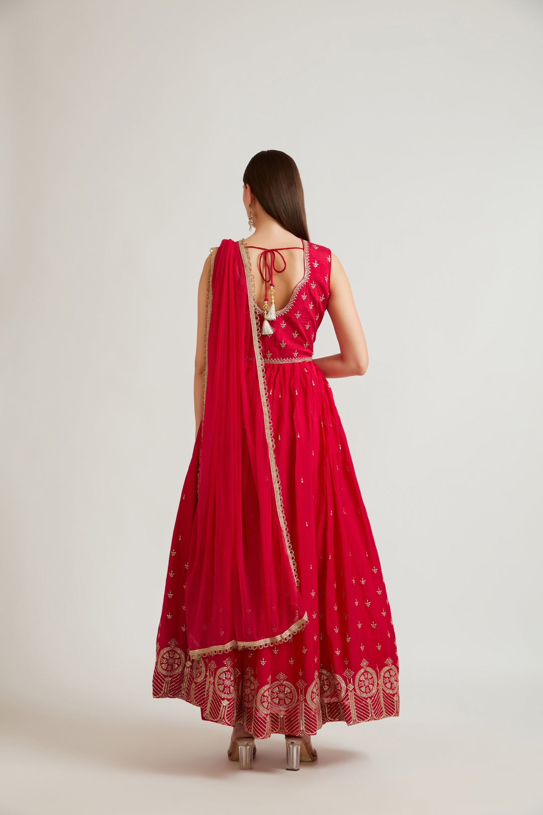 Neerus Rani Color Chiffon Fabric Anarkali Suit Set