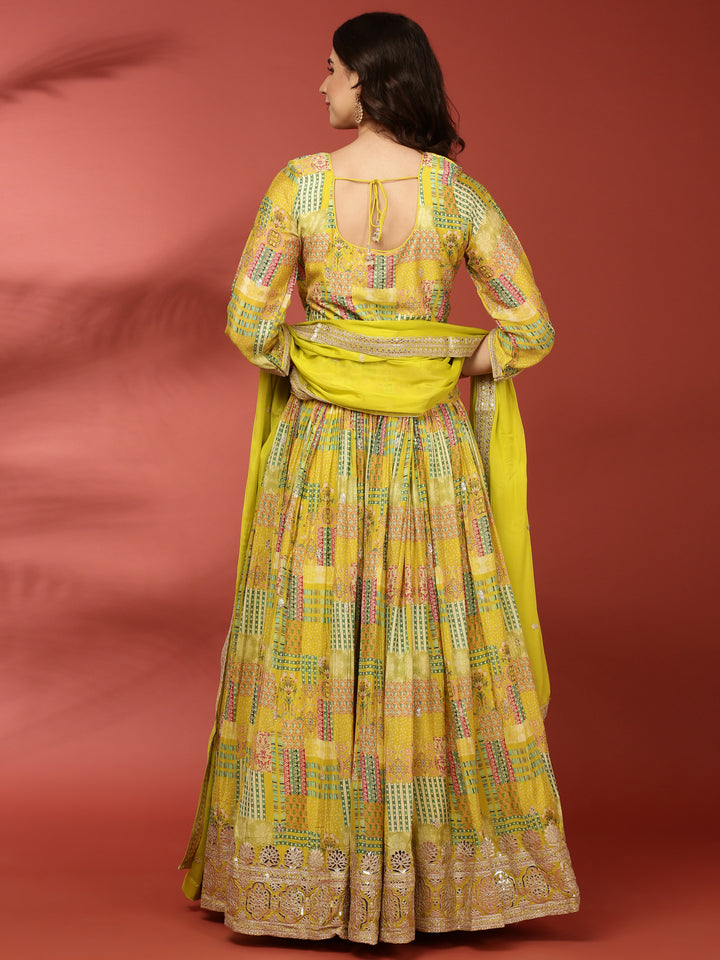 Variyali Green Crepe Printed Ghagra Set
