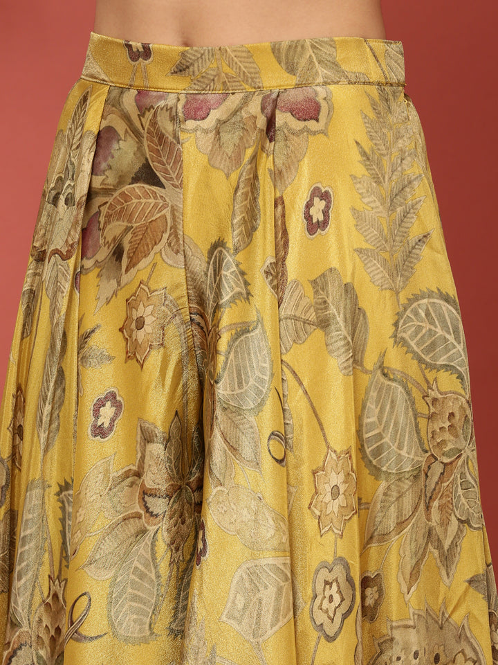 Variyali Green Organza Crop Top Palazzo Set