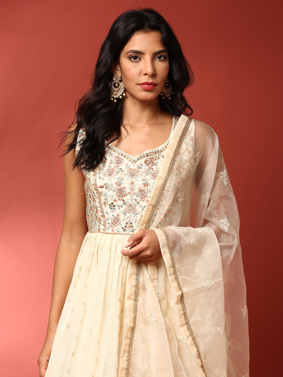cream colour anarkali dress Cream Colour Anarkali Suits