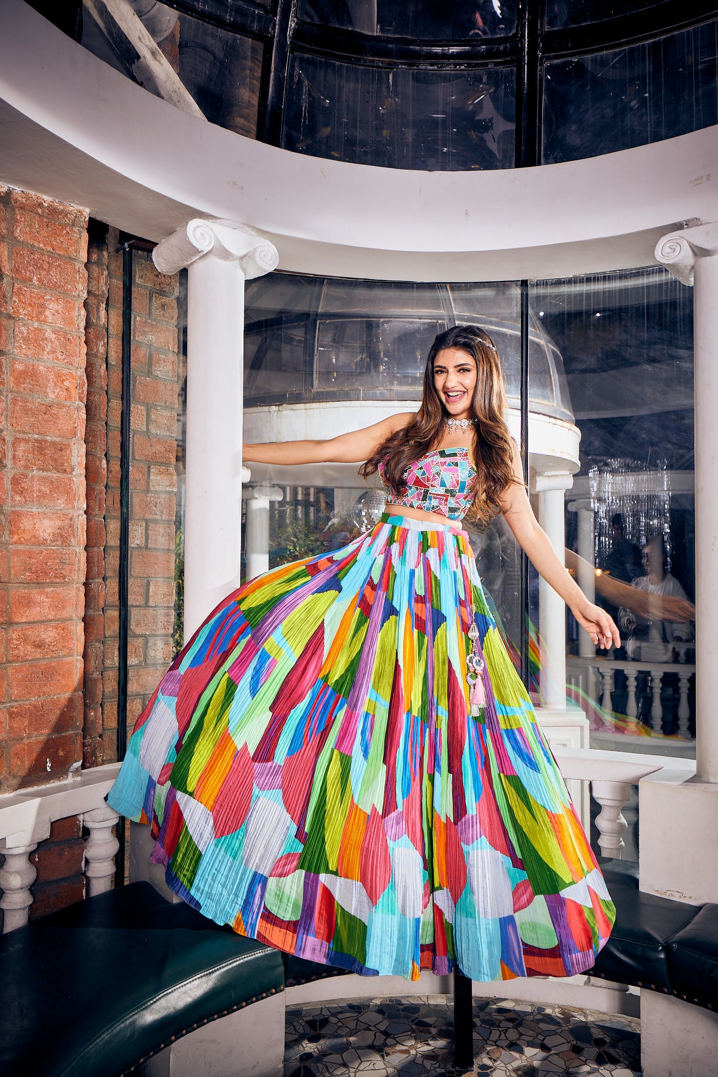 Neeru'S Multi Crepe Fabric Ghagra Set With Dupatta