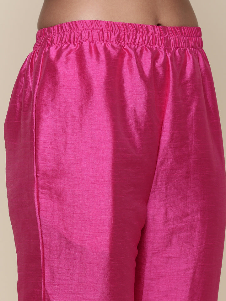 Pink Tissue Suit Embroidered three piece set