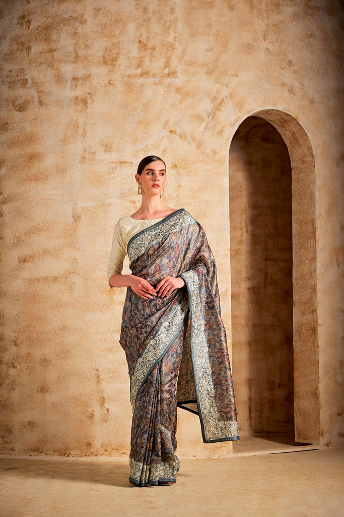Neerus Printed Dupion Fabric Saree