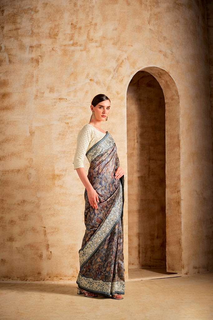 Neerus Printed Dupion Fabric Saree