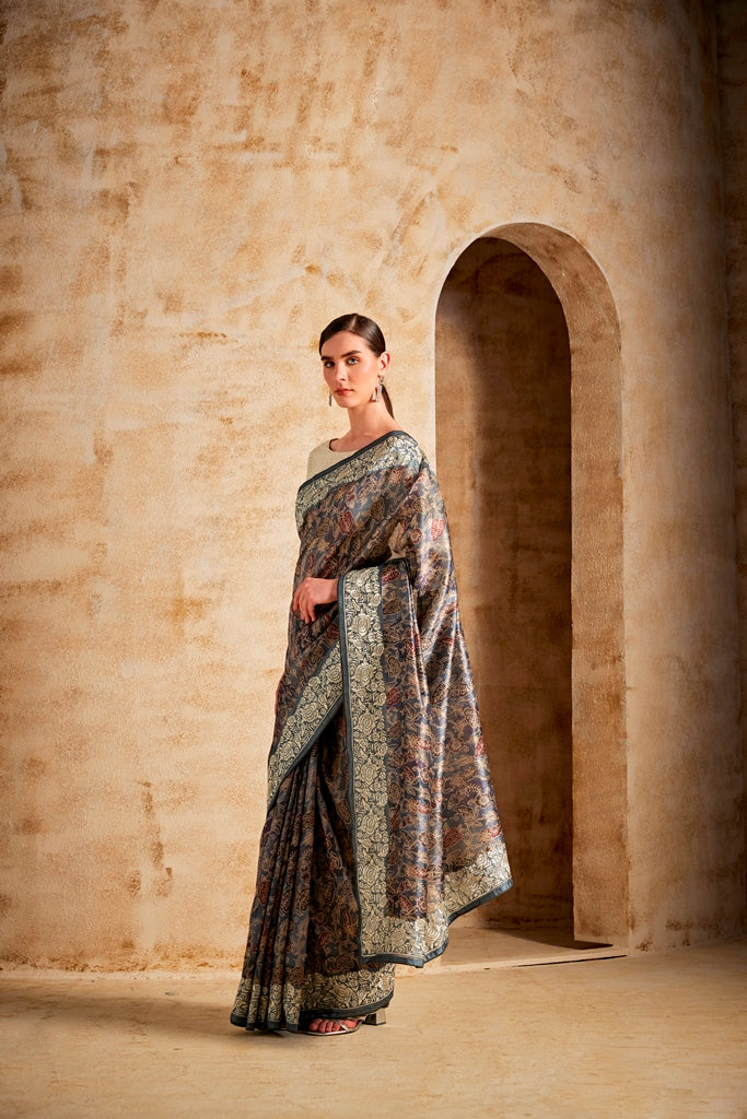 Neerus Printed Dupion Fabric Saree