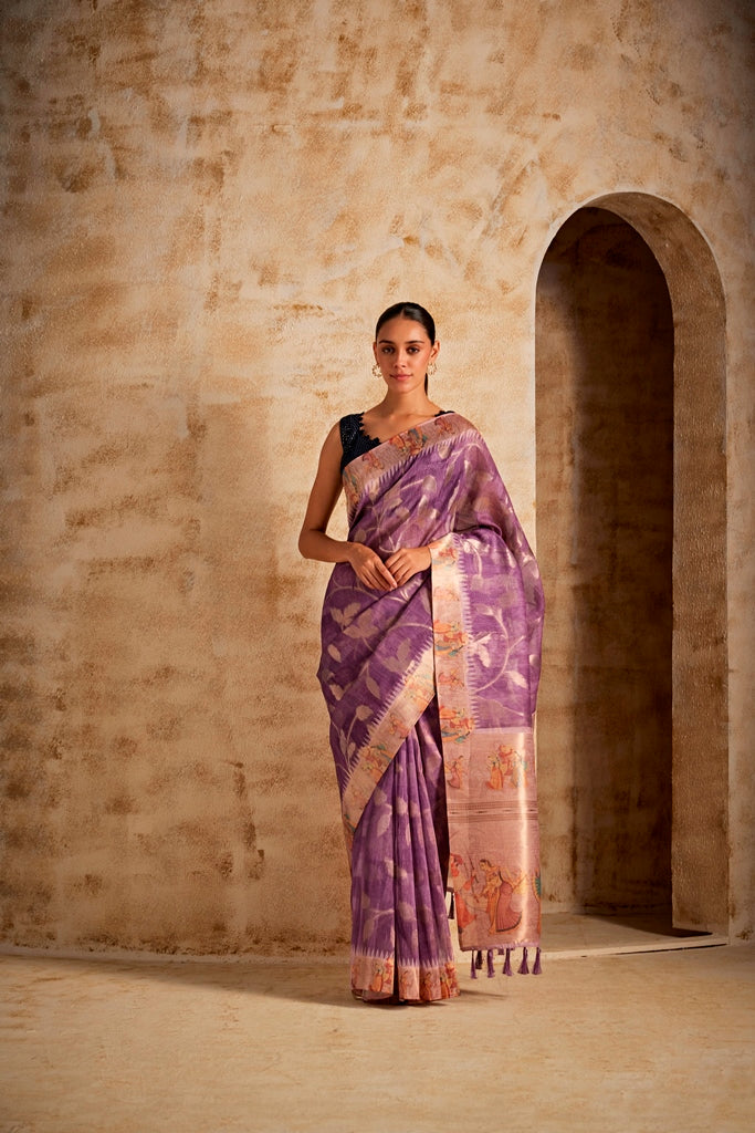 Neerus Purple Color Banaras Color Saree
