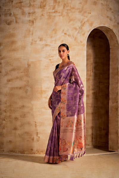 Neeru's Purple Color Banaras Color Saree