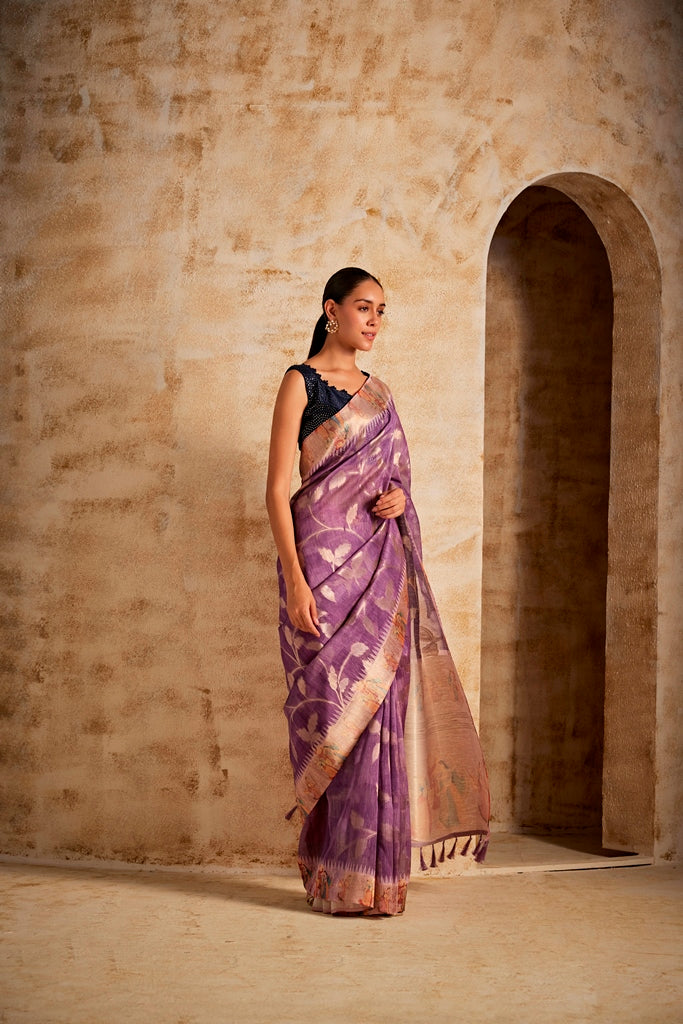 Neerus Purple Color Banaras Color Saree