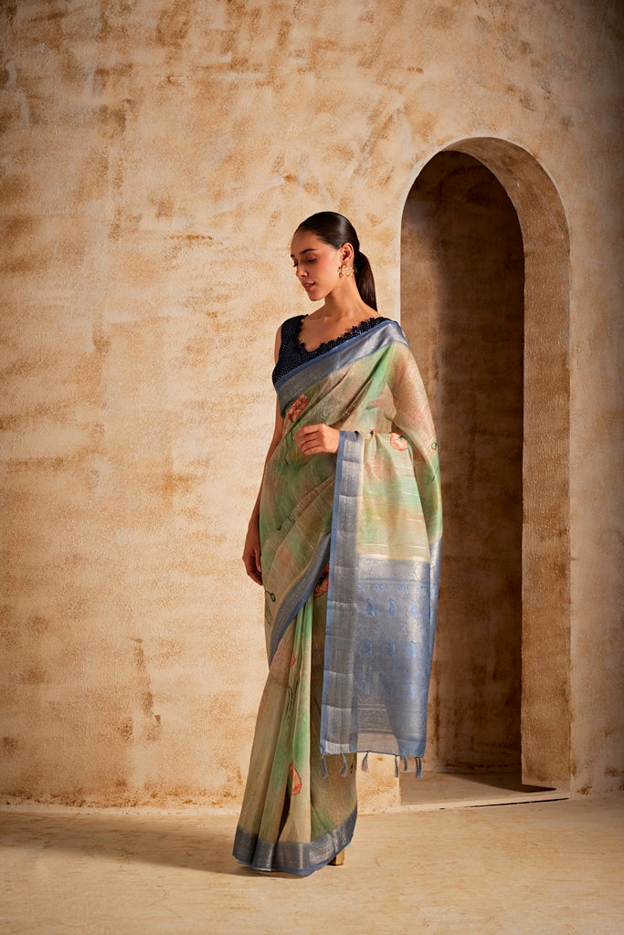 Neerus Printed Dupion Fabric Saree