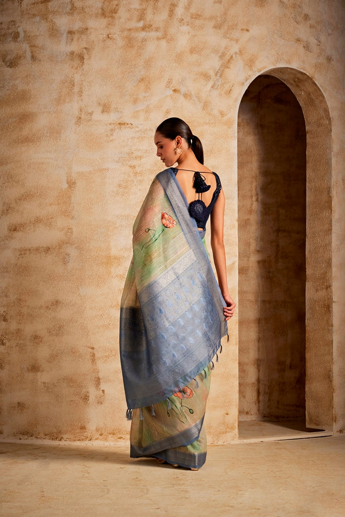 Neerus Printed Dupion Fabric Saree