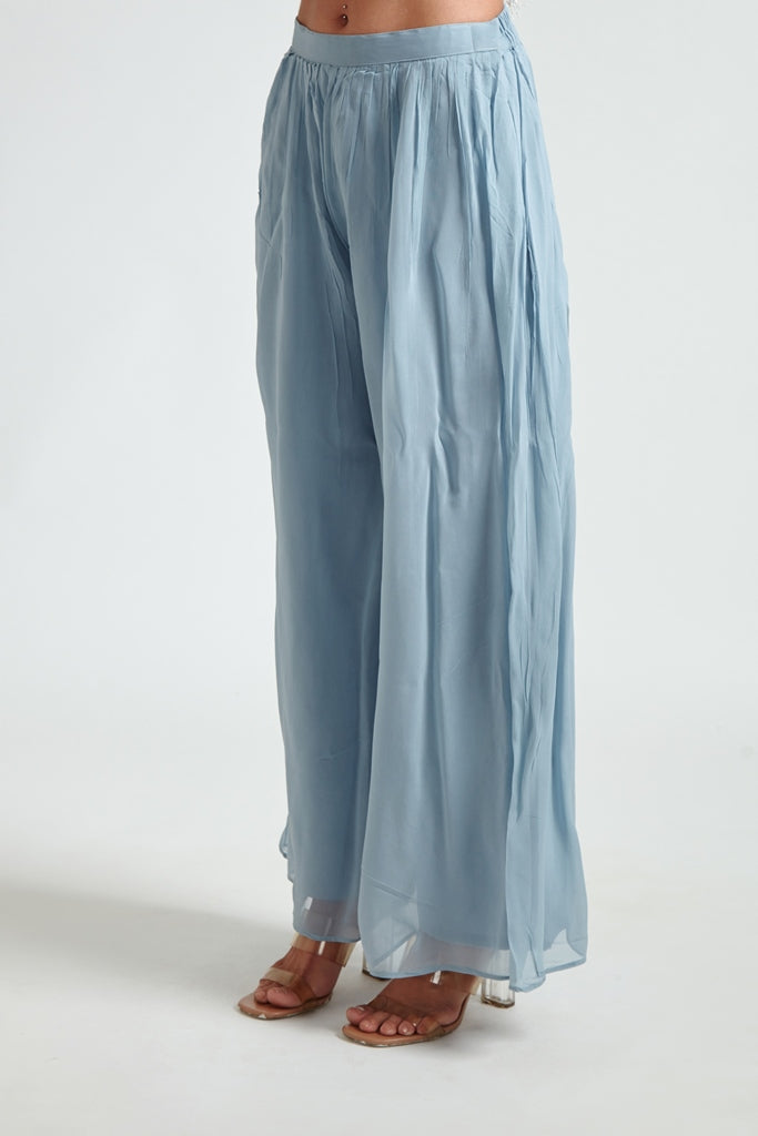 Neerus Grey georgette mirror work suit set - detail view 3