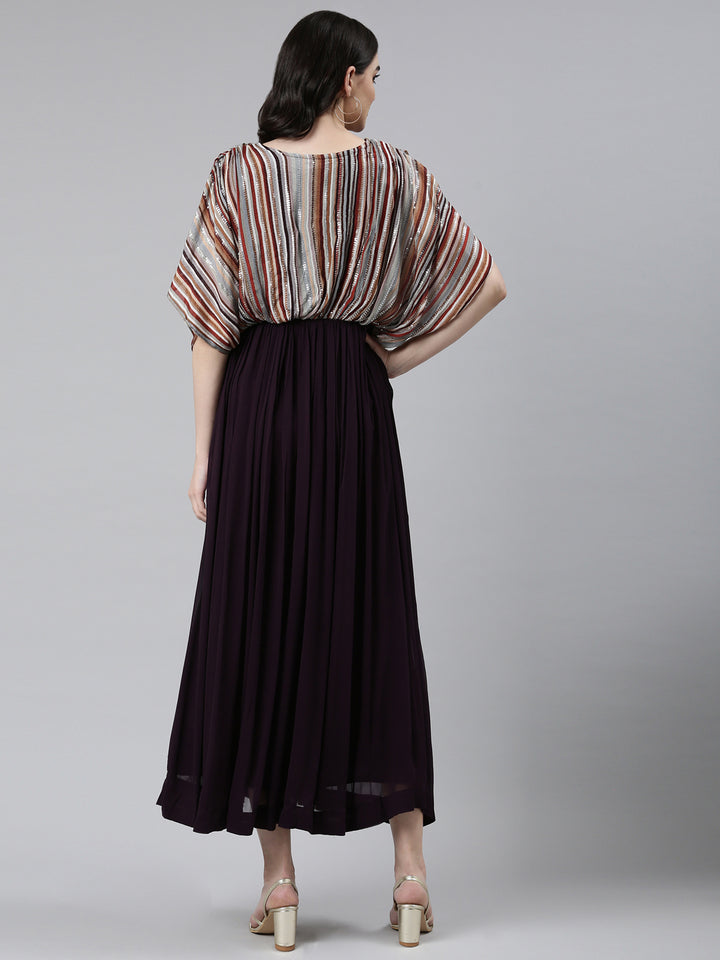 Neerus Purple solid straight dress - side view