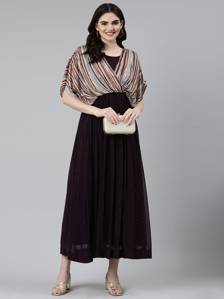 Neerus Purple solid straight dress - detail view 2