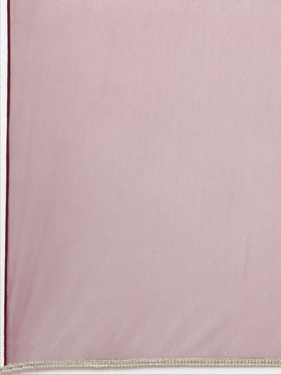 Neerus Burgundy Pleated Straight Embroidered Kurta And Palazzos With Dupatta
