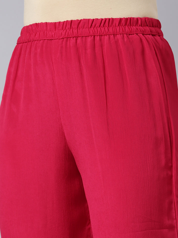 Neerus Pink solid straight co-ord set top and trouser - detail view 3