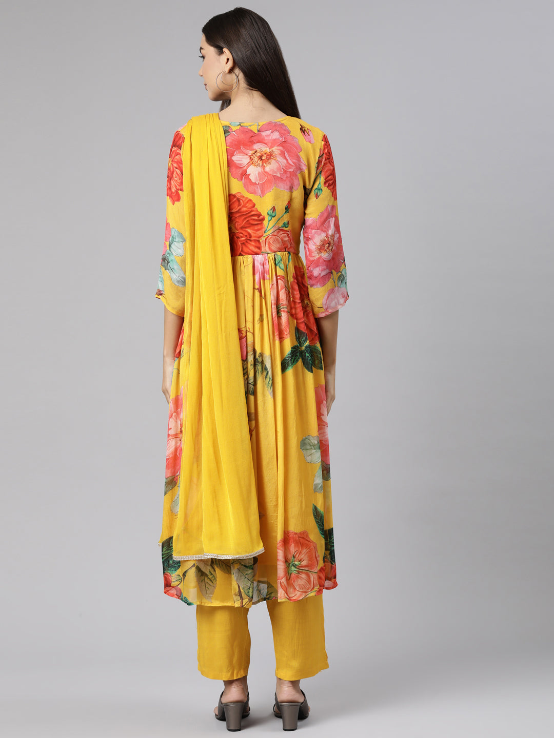 Neeru's Mustard Regular Straight Solid Readymade suits