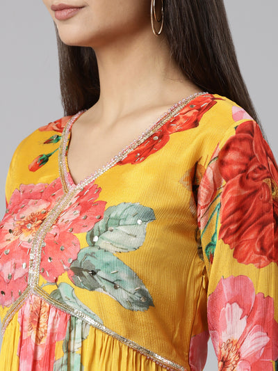 Neeru's Mustard Regular Straight Solid Readymade suits