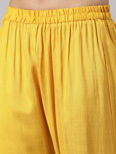 Neeru's Mustard Regular Straight Solid Readymade suits