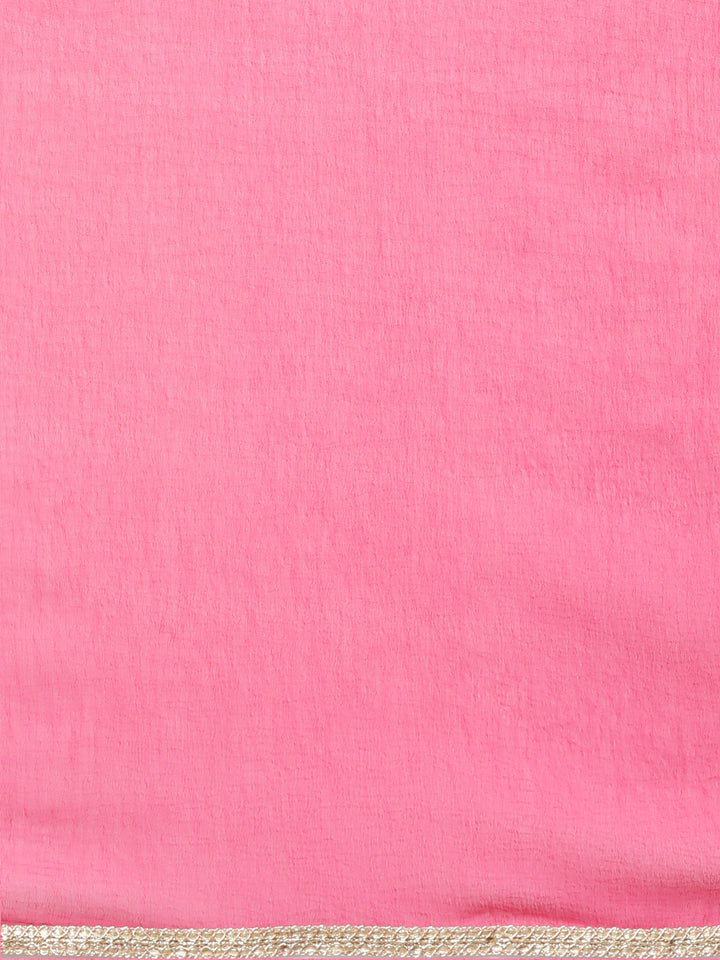 Neerus Pink printed floral straight suit set - detail view 4