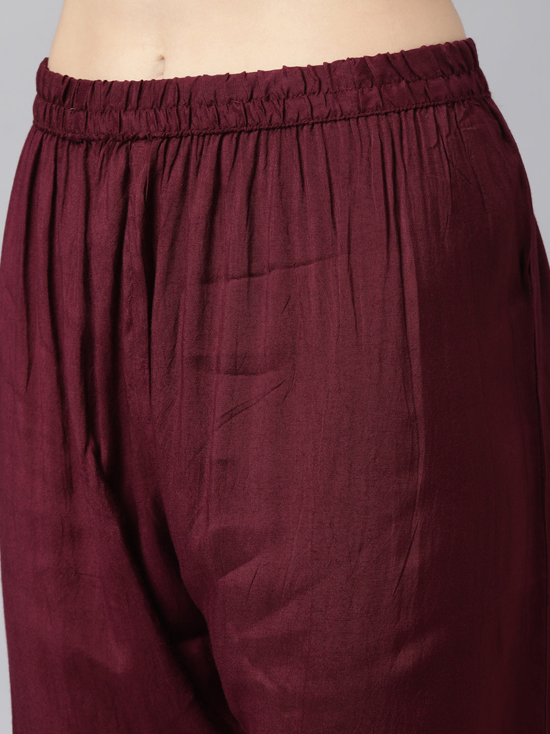 Neerus Purple chiffon solid straight suit set - detail view 3