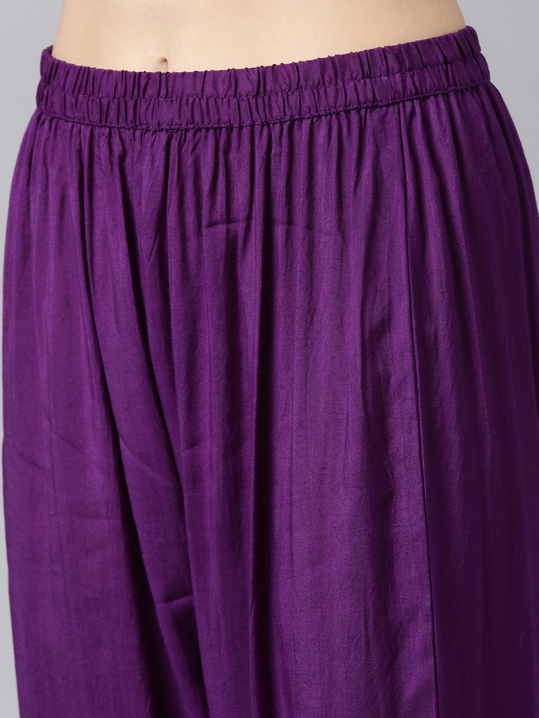 Neerus Purple solid pleated straight suit set - detail view 3