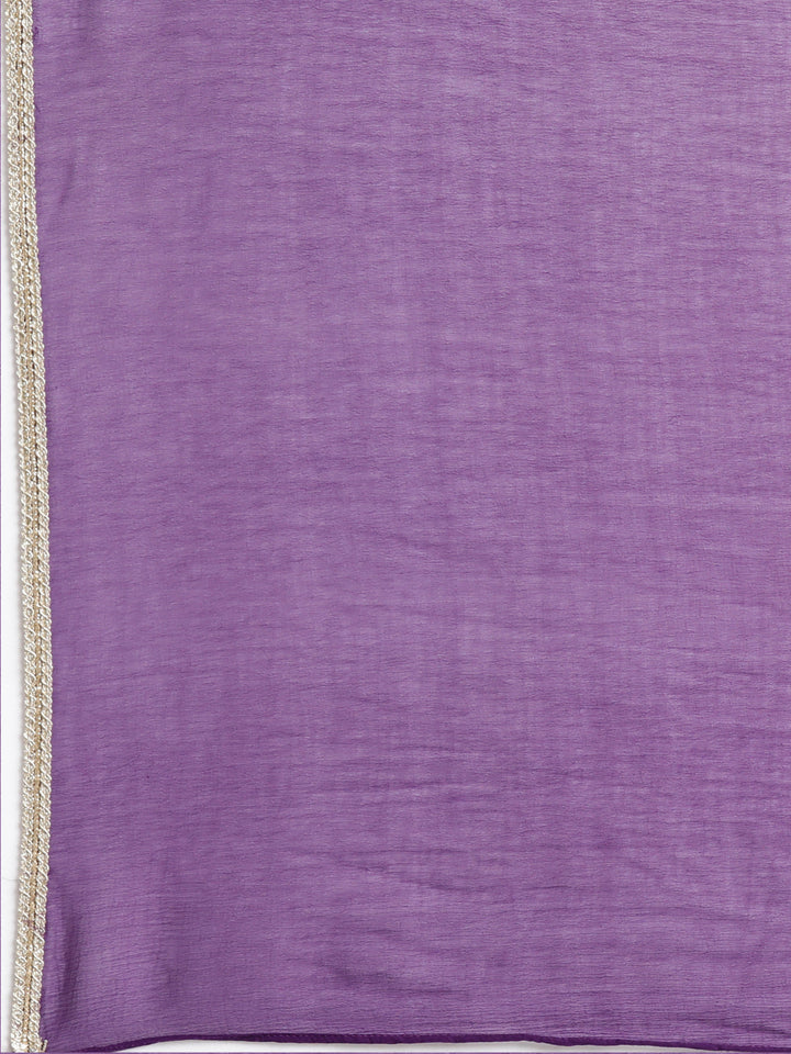 Neerus Purple solid pleated straight suit set - detail view 4