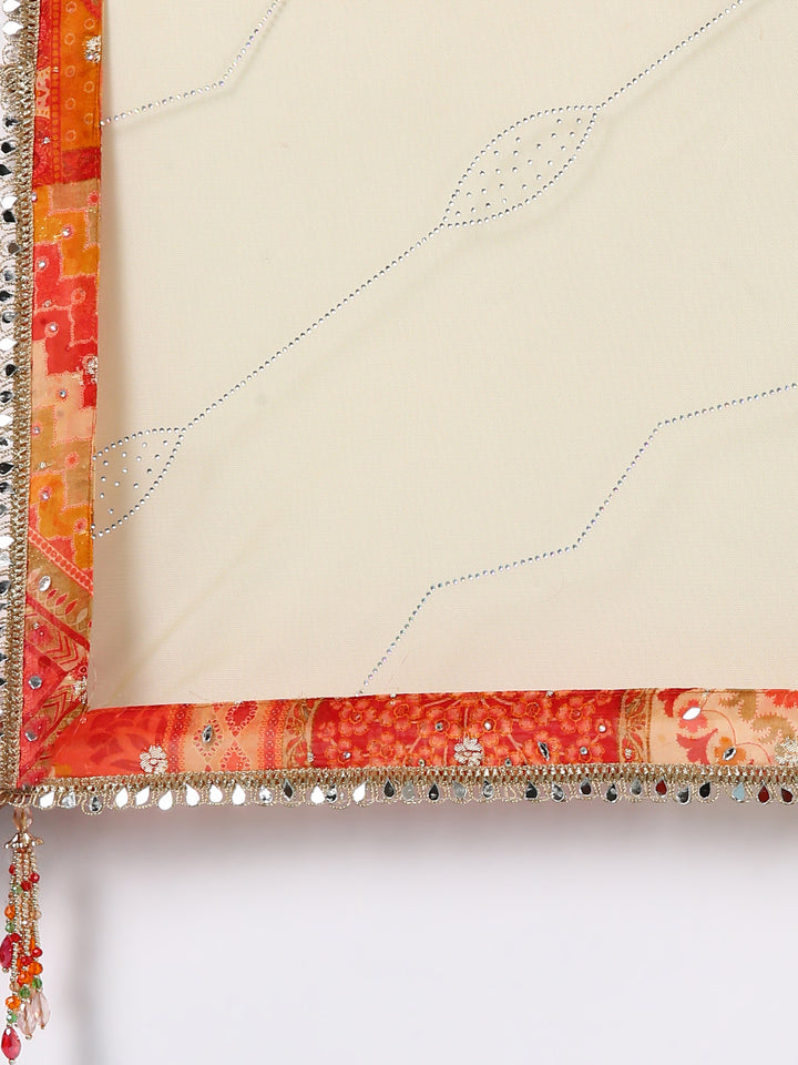 Rust Chinnon Hand Embroidery Ghagra Set