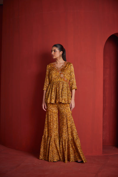 NEERU'S WOMEN MUSTARD COLOUR SUIT SET