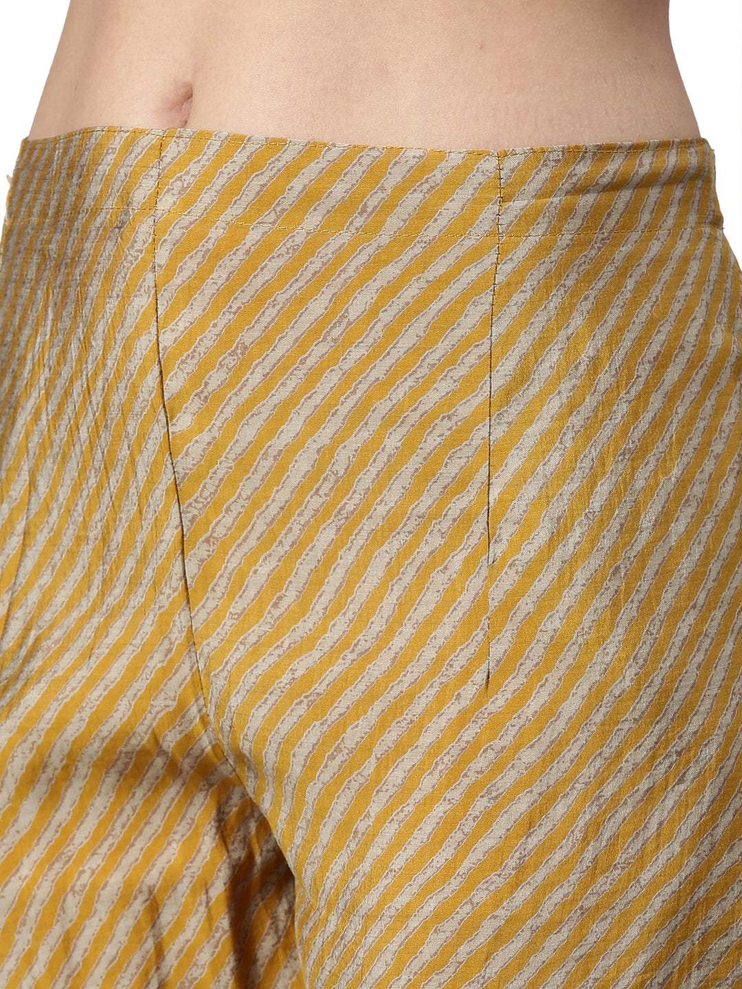 Neerus Women Mustard Yellow Ethnic Motifs Printed Anarkali Kurta with Trousers