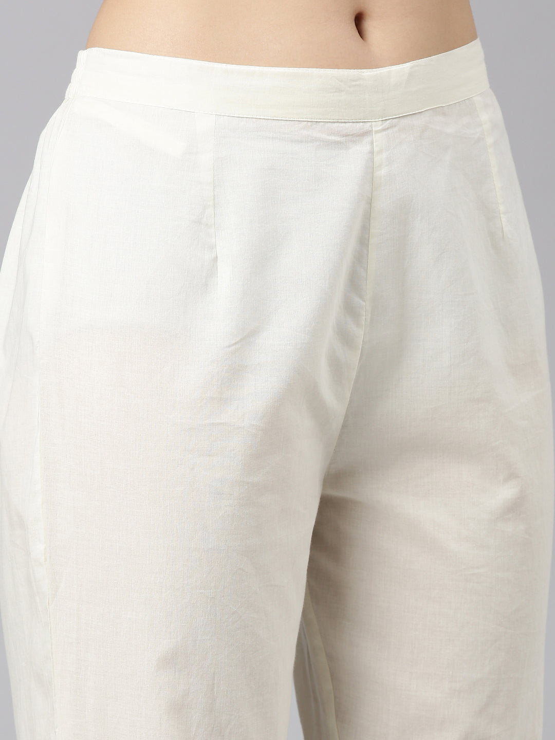 Neerus Cream Regular Straight Embroidered Readymade suits