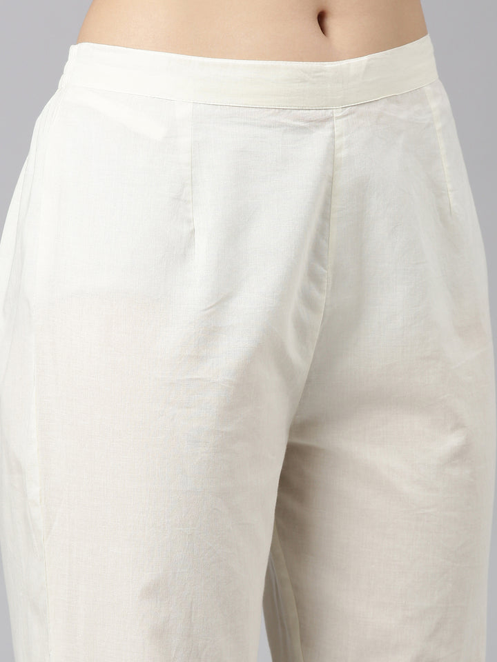 Neerus Cream Regular Straight Embroidered Readymade suits