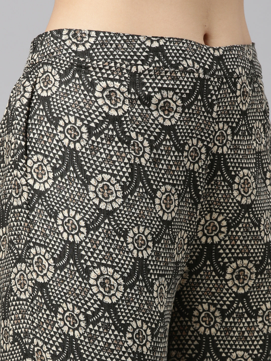 Neerus Grey Regular Straight Printed Kurta And Salwar