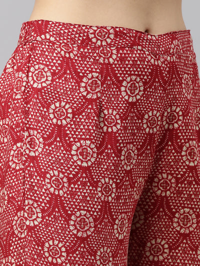Neerus Maroon Regular Straight Printed Kurta And Salwar