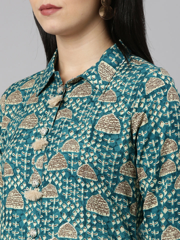 Neerus Green Regular Straight Printed Kurta And Salwar