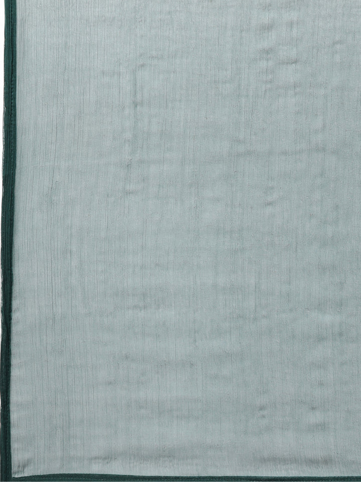 Neerus Green Regular Straight Floral Kurta And  Trousers With Dupatta