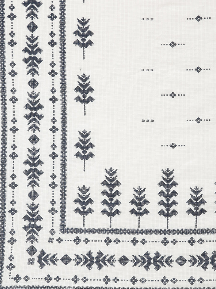 Neerus Blue floral printed straight suit set - detail view 4