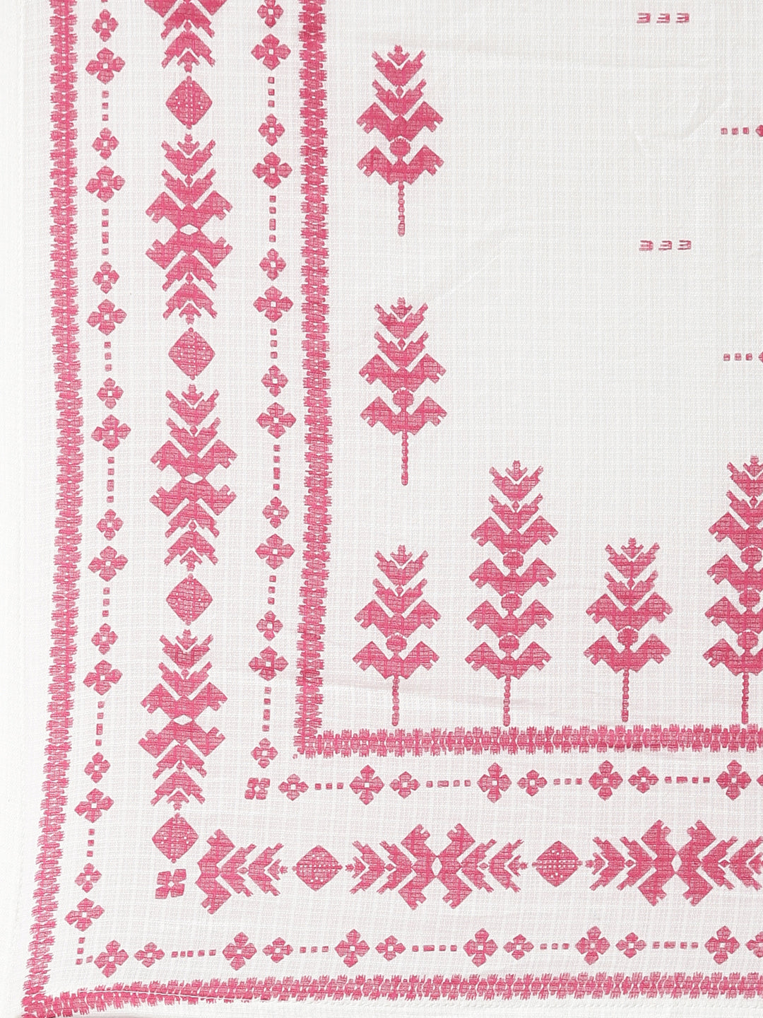 Neerus Pink printed floral suit set straight kurta with trouser and dupatta - detail view 4