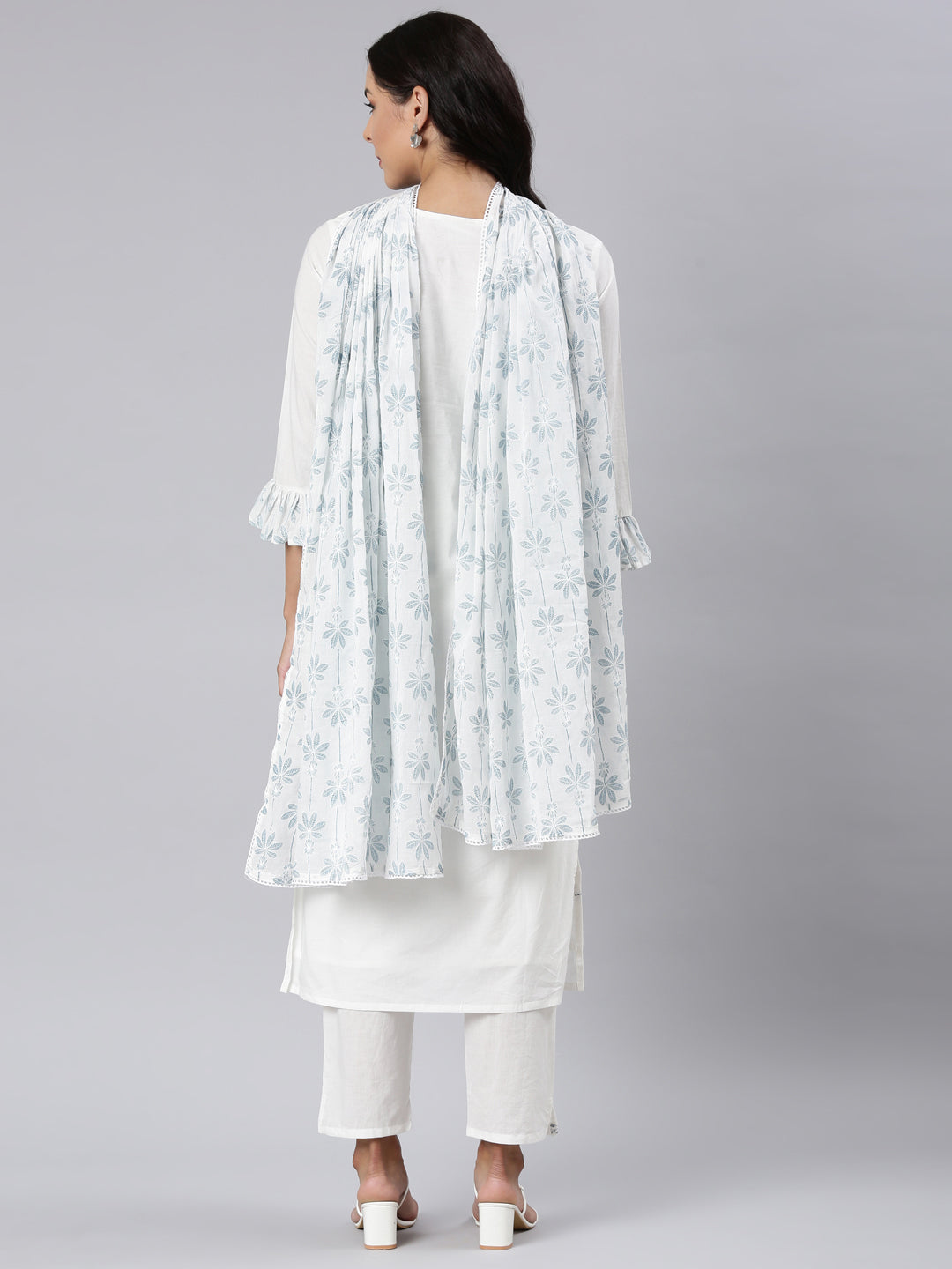 Neerus Blue printed straight suit set - detail view 1