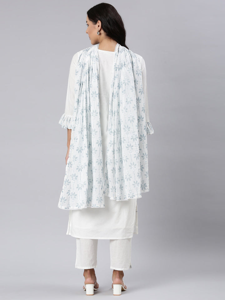 Neerus Blue printed straight suit set - detail view 1