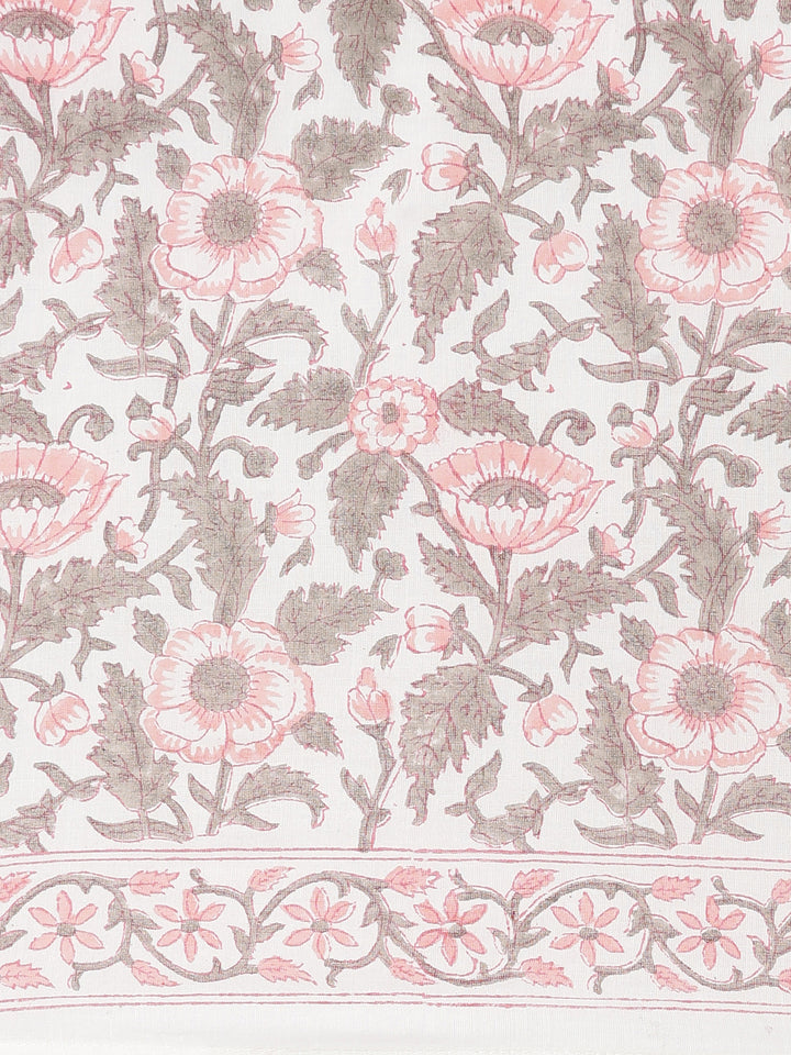 Neerus Orange Pleated Flared Printed Kurta And Trousers With Dupatta