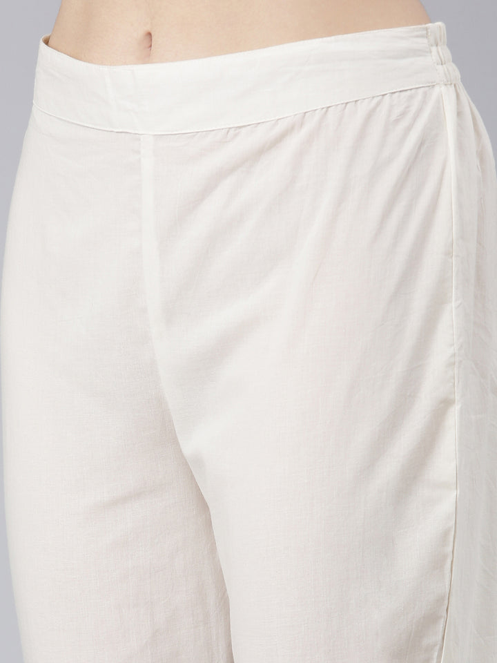 Neerus Orange Pleated Flared Printed Kurta And Trousers With Dupatta