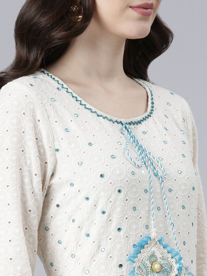 Neerus Green Pleated Flared Printed Readymade suits