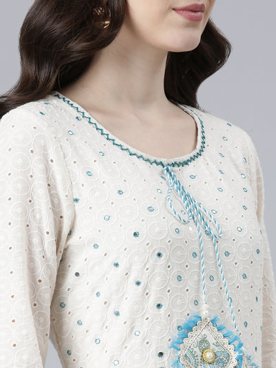 Neerus Green Pleated Flared Printed Kurta And Trousers With Dupatta