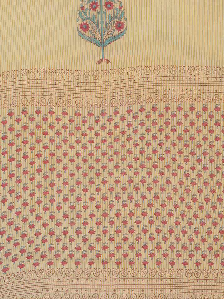 Neerus Yellow Regular Flared Printed Kurta And Trousers With Dupatta