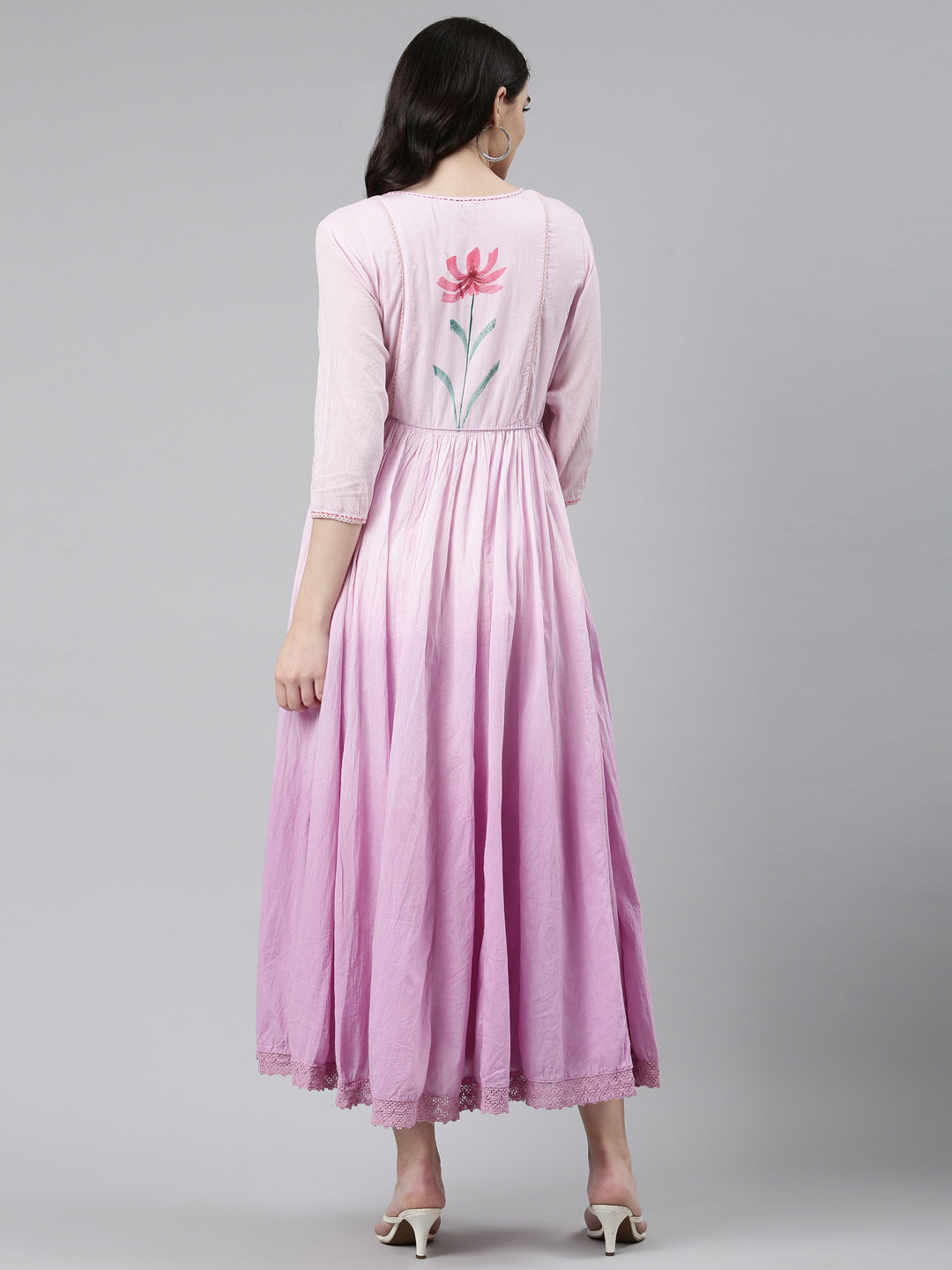 Neerus Purple Straight Casual Printed Gown